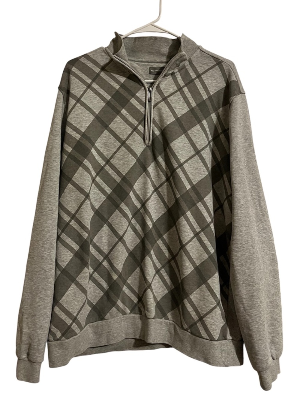 Ashworth Men’s Gray Geometric Stripe Print Quarter Zip Golf Sweatshirt Sz-L